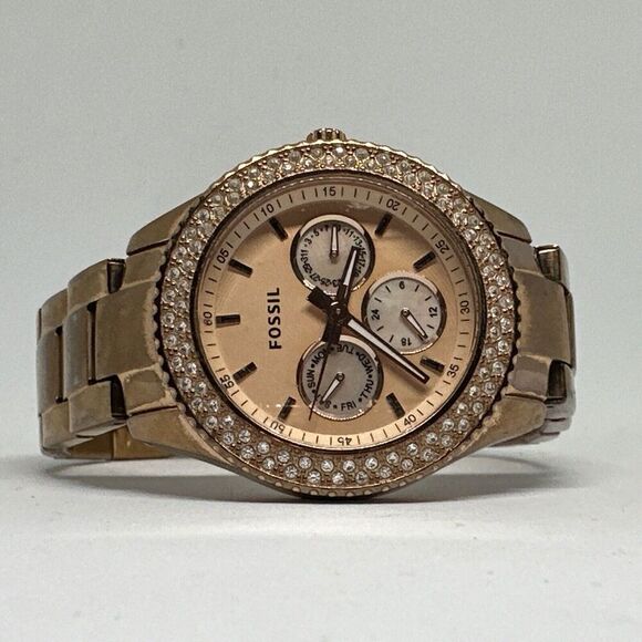 Fossil Stella ES3003 Womens Stainless Steel Analog Rose Dial Quartz Watch HME265 - Picture 6 of 11